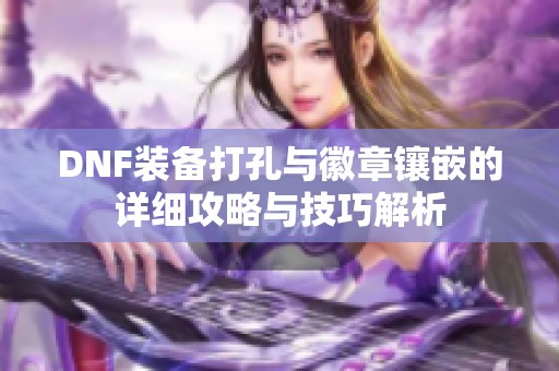 DNF装备打孔与徽章镶嵌的详细攻略与技巧解析