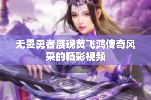 无畏勇者展现黄飞鸿传奇风采的精彩视频