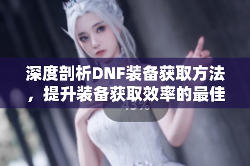 深度剖析DNF装备获取方法，提升装备获取效率的最佳路径